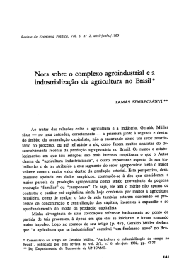 Nota sobre o complexo agroindustrial e a industrialização da
