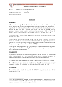Ementa 07/2013 - Medida Cautelar Inominada