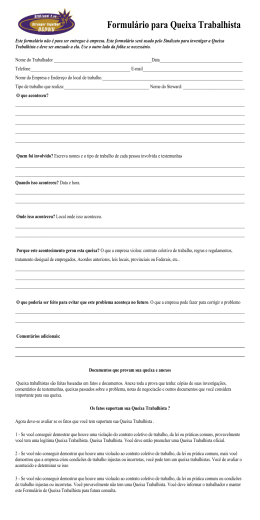 Formulário para Queixa Trabalhista