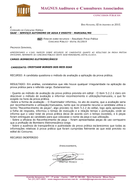 Pareceres contra Resultado Prova Prática