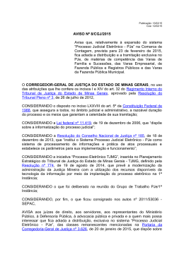 aviso nº 8/cgj/2015 - Tribunal de Justiça de Minas Gerais