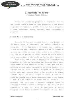 1. A pergunta de Madri. Miller. Final