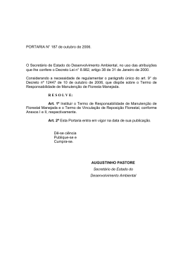 Portaria 187/GAB/SEDAM/2006 - Secretaria de Estado do