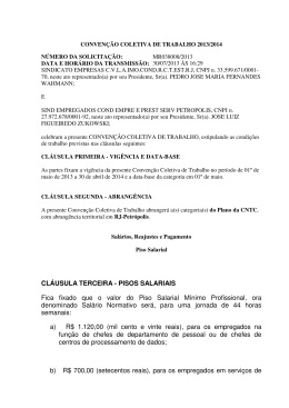 CL&Aacute;USULA TERCEIRA - PISOS SALARIAIS Fica fixado