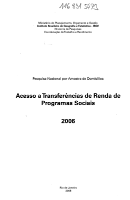 Acesso a Transferências de Renda de Programas Sociais 2006