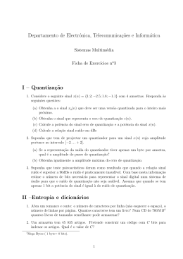 Ficha de Exerc&iacute;cios n&ordm;3 - Quantiza&ccedil;&atilde;o, Entropia e Compress&atilde;o
