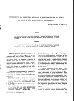 CRESCIMENTO DA CLIENTELA ESCOL AR E DEMOCRATIZA&Ccedil;&Atilde;O