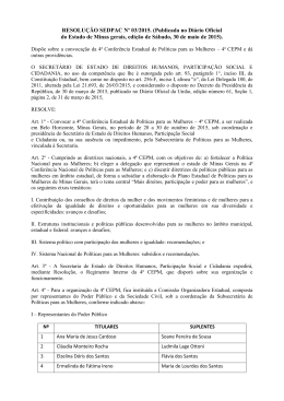 RESOLUÇÃO SEDPAC Nº 03/2015. (Publicada no Diário Oficial do
