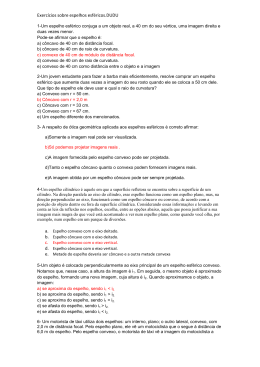 Exercícios sobre espelhos esféricos.DUDU