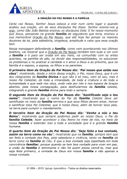 a Ora&ccedil;&atilde;o do Pai Nosso em fam&iacute;lia