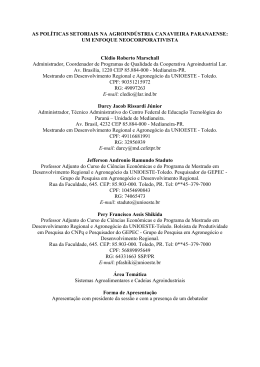 as pol&iacute;ticas setoriais na agroind&uacute;stria canavieira paranaense