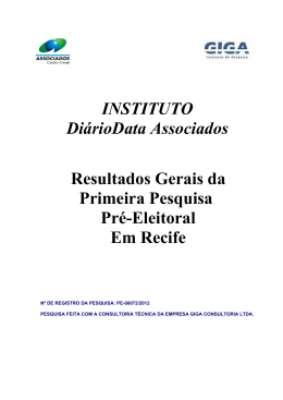 Resultados Gerais da Primeira Pesquisa Pr&eacute;