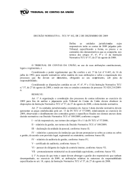 DECIS&Atilde;O NORMATIVA - TCU N&ordm; 102, DE 2 DE DEZEMBRO DE