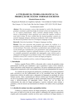 a utilidade da teoria gramatical na produ&ccedil;&atilde;o de textos formais