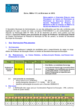 EDITAL Prefeitura Rio de Janeiro Professor 2012