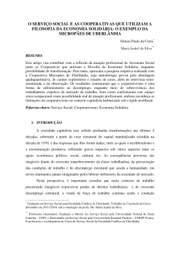 o serviço social e as cooperativas que utilizam a filosofia da