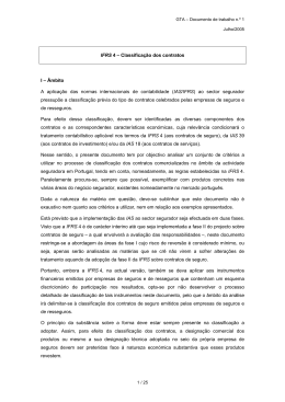 IFRS 4 &ndash; Classifica&ccedil;&atilde;o dos contratos I &ndash; &Acirc;mbito A aplica&ccedil;&atilde;o