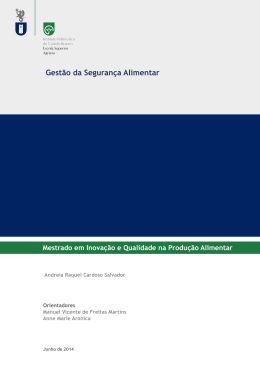 Gest&atilde;o da Seguran&ccedil;a Alimentar - Reposit&oacute;rio Cient&iacute;fico do IPCB