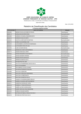 Relat&oacute;rio de Classifica&ccedil;&atilde;o dos Candidatos