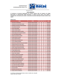Edital estagio convoca&ccedil;&atilde;o Sa&uacute;de - Maca&eacute;
