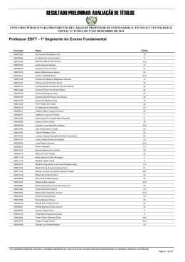 RESULTADO PRELIMINAR AVALIAÇÃO DE TÍTULOS
