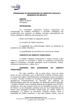 Programas de recupera&ccedil;&atilde;o de cr&eacute;ditos fiscais e ren&uacute;ncia