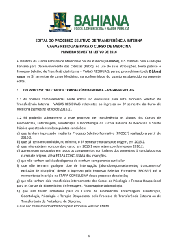 vagas residuais para o curso de medicina