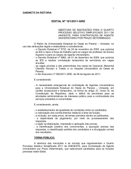 EDITAL N&ordm; 101/2011-GRE