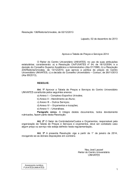 Resolu&ccedil;&atilde;o 138/Reitoria/Univates, de 02/12/2013 Lajeado, 02 de