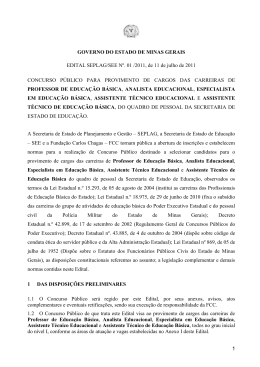 1 GOVERNO DO ESTADO DE MINAS GERAIS EDITAL SEPLAG