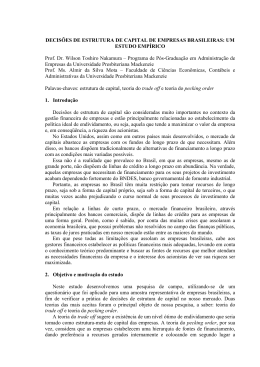 DECIS&Otilde;ES DE ESTRUTURA DE CAPITAL DE EMPRESAS