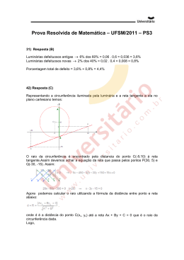 Prova Resolvida de Matemática – UFSM/2011 – PS3