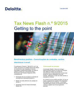 Tax News Flash n.º 9/2015 Getting to the point