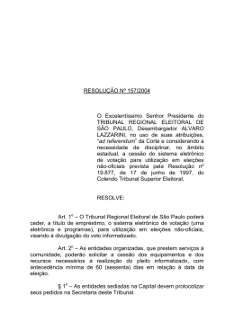 Resolu&ccedil;&atilde;o TRE-SP n.&ordm; 157/2004