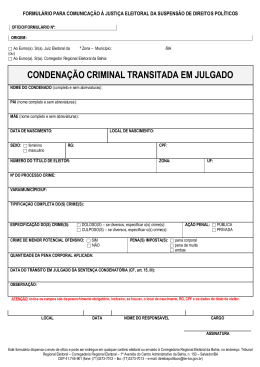 Formul&aacute;rio de condena&ccedil;&atilde;o criminal transitada em julgado