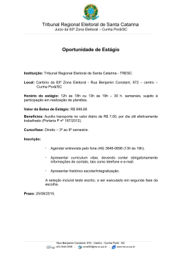 Tribunal Regional Eleitoral de Santa Catarina Oportunidade de