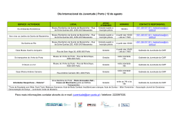 Dia Internacional da Juventude | Porto | 12 de agosto Para mais