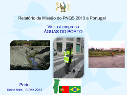 Visita &agrave; empresa &Aacute;GUAS DO PORTO Porto Relat&oacute;rio da