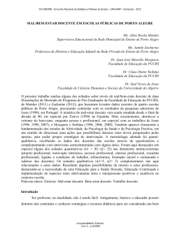 mal/bem-estar docente em escolas públicas de porto alegre