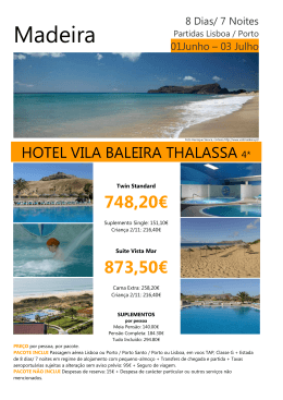 programa “Porto Santo – Hotel Vila Baleira – Junho a