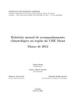 Relat&oacute;rio mensal de acompanhamento climatol&oacute;gico na regi&atilde;o da