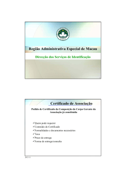 Região Administrativa Especial de Macau Certificado de Associação