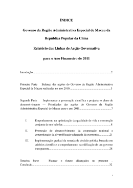 &Iacute;NDICE Governo da Regi&atilde;o Administrativa Especial de Macau da
