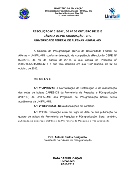 Resolução 019-2013 - Normas de Bolsas CAPES/DS da - Unifal-MG
