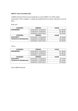 ERRATA: Valor da Anuidade 2015 A SOBECC Nacional informa