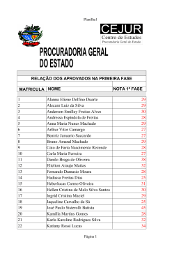 RELAÇÃO DOS APROVADOS NA PRIMEIRA FASE MATRICULA