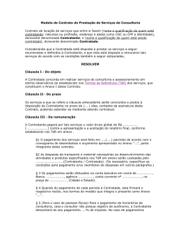 Modelo de Contrato de Presta&ccedil;&atilde;o de Servi&ccedil;os de