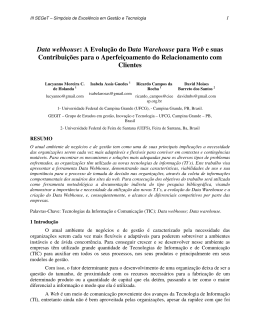 Data webhouse: A Evolu&ccedil;&atilde;o do Data Warehouse para Web