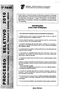 Prova da 1ª Fase - Cefet-RJ
