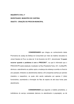 INQUÉRITO CIVIL nº INVESTIGADO: MUNICÍPIO DE CURITIBA